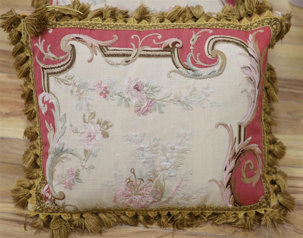 A pair of Aubusson cushions (made from a 19th century Aubusson tapestry)